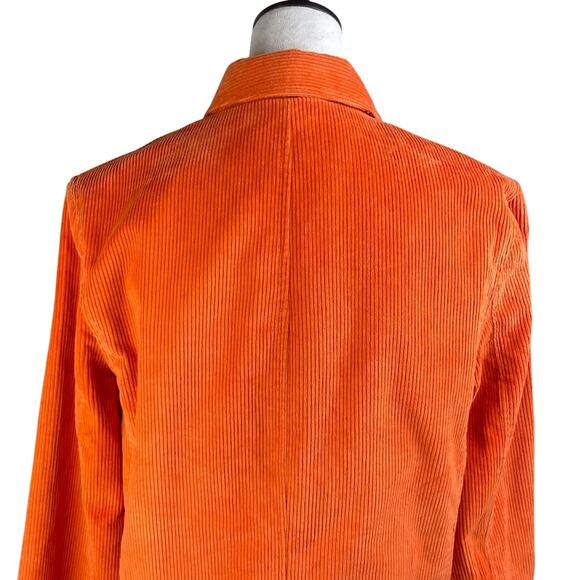 Womens J Crew Orange Corduroy Button Up Closure Collared Jacket with Pockets - Picture 5 of 13